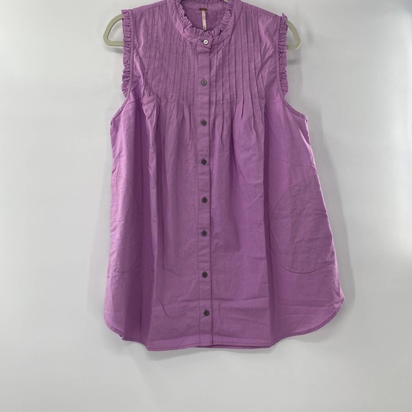Free People Annie Butterfly Bush Purple Pintuck Pleated Tunic Top Sz Small NWOT - Picture 10 of 11